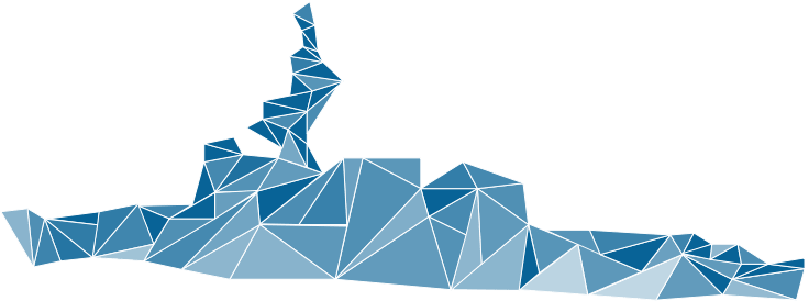 A trianglified ship figue